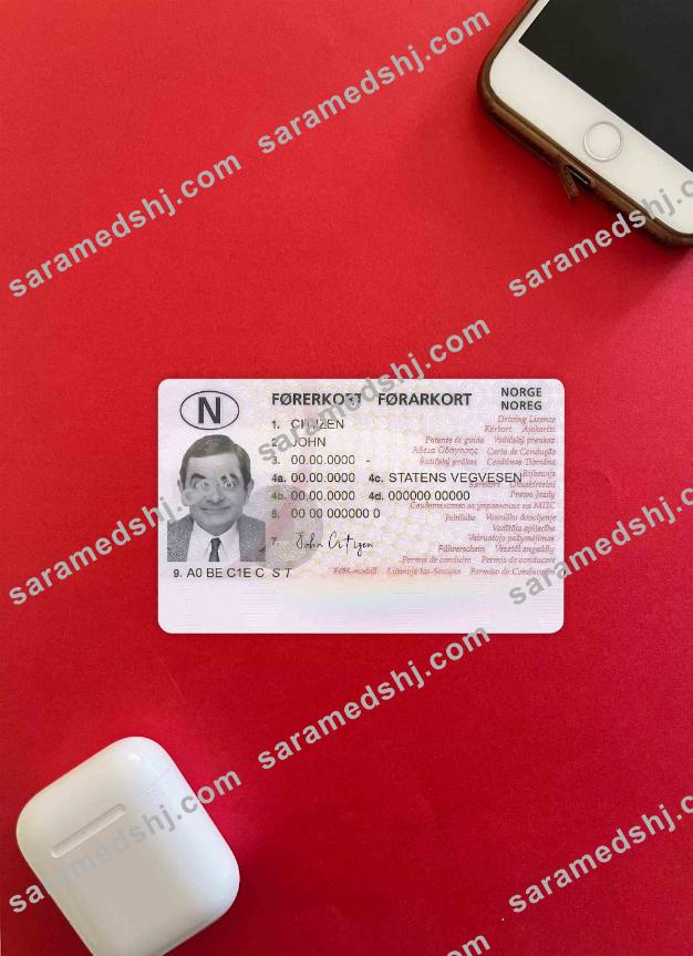 Norway driving license template, fully editable (2013 – present) photolook FRONT